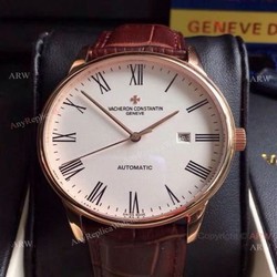 Best Vacheron Constantin Geneve Fake Watch Rose Gold Roman Dial