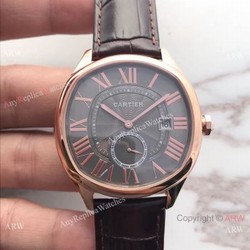 Drive De Cartier WGNM0003 Rose Gold Black Roman Watch Swiss Replica
