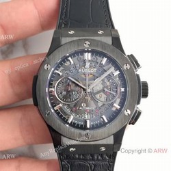 Swiss Hublot Big Bang Black Skeleton Dial Mens Watch Copy 7750 Valjoux