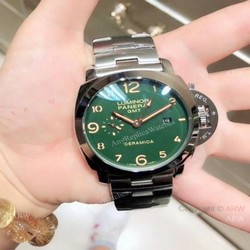 High Quality Panerai Luminor GMT Stainless Steel Green Face Watch