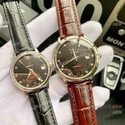 Omega De Ville Black Dial Leather Strap Automatic Watch Omega Couple Watch