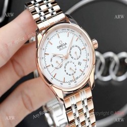 Omega De Ville Complications Omega Watch White Face Two Tone Rose Gold 41mm