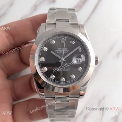 Bp Factory Rolex Oyster DateJust II 41mm Watch SS Grey Diamond Dial