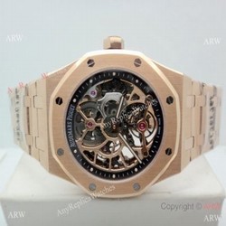 Swiss Grade Copy Audemars Piguet Royal Oak Extra-thin Openworked Rose Gold Watch