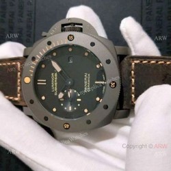 New Copy Panerai luminor submersible Brown Leather Bracelet  Chocolate Case