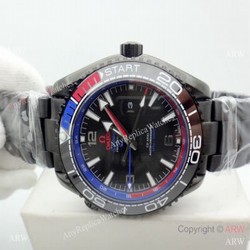 Best Copy Omega Seamaster Planet Ocean GMT Watch Black Steel
