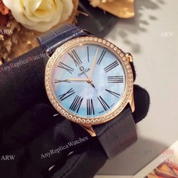 Omega De Ville Tresor Ladies Watches Blue MOP Dial Rose Gold
