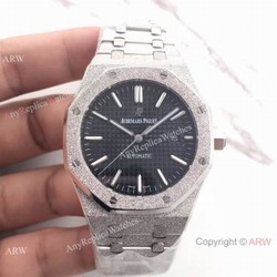 JF Factory Audemars Piguet Royal Oak Watch Replica Frosted Black Dial
