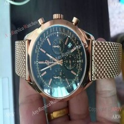 Breitling Transocean Copy watch  Rose Gold Black Chronograph Watch