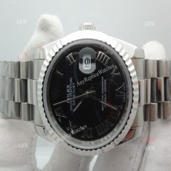 Copy Rolex Datejust Black Face Stainless Steel President Band