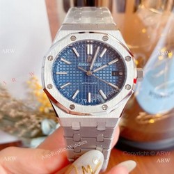 Copy Audemars Piguet Royal Oak SS Blue Dial Watches 37mm Women