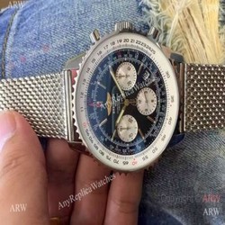 Copy Breitling Navitimer 01 Stainless Steel Mesh Band Watch