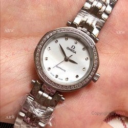 Replica Omega Women Watches  Stainless Steel White MOP Dial