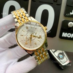 New Copy Omega Complications Automatic Mens Watch 2-Tone Silver Dial