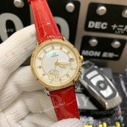 Omega Water Resistant Lady Watches Copy Gold Diamond Case