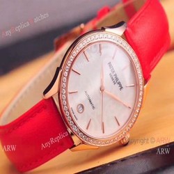 Copy Patek Philippe Geneve Rose Gold Womens Watch Automatic movement