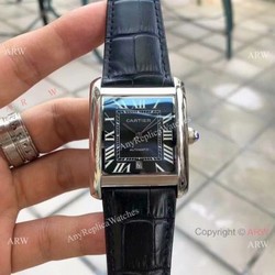 Buy Replica CARTIER Tank Automatic Watches SS Black Dial