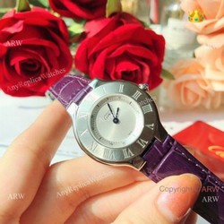 Cartier 21 Must De Cartier Womens Quartz Watch Silver Dial 28mm