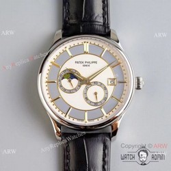 Grade 1A Replica Patek Philippe Moonphase White Dial Watch  New Patek Philippe AAA