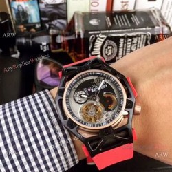 Replica Hublot Techframe Ferrari Tourbillon Watch Red Rubber Strap 43mm