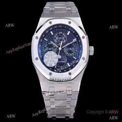 JF Factory Copy Audemars Piguet Royal Oak Perpetual Calendar Watch SS Blue Dial