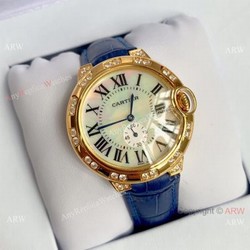 Copy Cartier Ballon Bleu 36mm Watch  Yellow Gold White MOP Dial