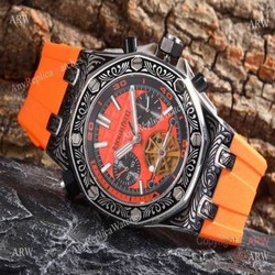 Best Copy Audemars Piguet Royal Oak Offshore Tourbillon Tattoo Watches Orange Rubber Strap