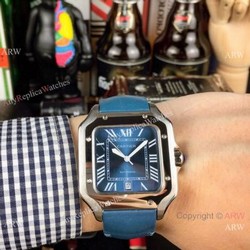 New Cartier Watches 2019 Santos de Cartier Blue Dial Automatic watch