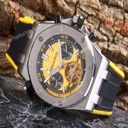 Audemars Piguet Royal Oak Offshore 42mm Watch SS Tourbillon Yellow Face