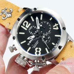 Best Replica U-Boat Classico U-72 Chronograph watches SS Yellow Leather Strap