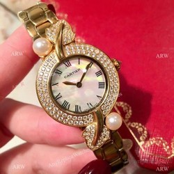 Swiss Quality Cartier Sapphire glass Yellow Gold Watch 33mm