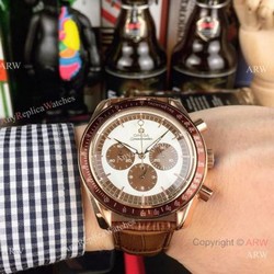 High Quality Omega Clone Watch Omega Speedmaster Chrono Rose Gold Brown Watch