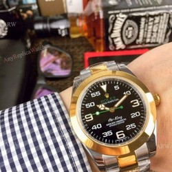 Rolex Air King Replica Men Watch  Two Tone Black Dial