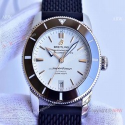 (GF) Copy Breitling Superocean Heritage II Swiss 9015 Watch White Dial Black Rubber Band