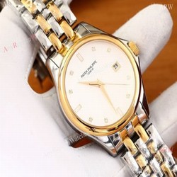 Patek Philippe Geneve Calatrava Replica Watch 2-Tone White Dial
