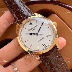 New Copy Patek Philippe calatrava Gold Case White Dial Watch