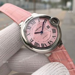 Swiss Quality Replica Cartier Ballon Bleu 33mm Watch SS Pink Dial