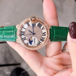 Fake Cartier Ballon Bleu Rose Gold Diamond Watches 36mm Lady