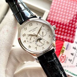 Swiss AAA Patek Philippe Geneve Complications Men Watches White Moonphase Dial