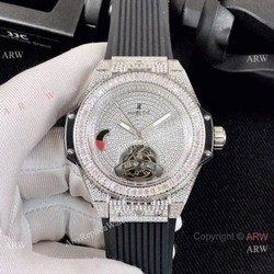 Luxury Copy Hublot Big Bang Tourbillon Iced Out Watch Black Rubber Band