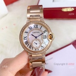 Ballon Bleu de Cartier 36mm Quartz Watches Rose Gold White MOP Dial