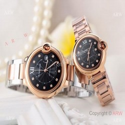 Clone Cartier Ballon Bleu Rose Gold Automatic Watches 42mm or 33mm