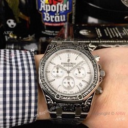 New Copy Audemars Piguet Royal Oak Tattoo Watch White Chronograph Face