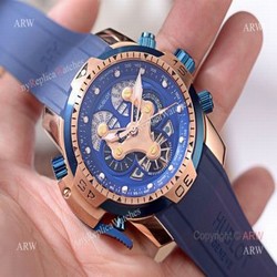 2019 Replica Hublot Big Bang Perpetual Calendar watch Rose Gold Blue Face