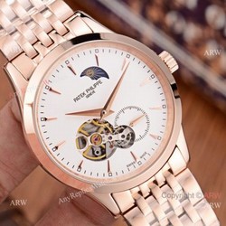New Style Copy Patek Philippe Moon phase Watch Rose Gold 41mm Case