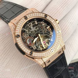 New replica Hublot Classic Fusion Rose Gold Diamond Watch Black Face
