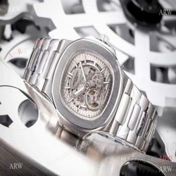 New Patek Philippe Nautilus Ss Silver dial Watch Patek Philippe Skeleton Replica