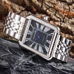 Replica Cartier Tank Solo Stainless Steel Black Roman Dial Watch Automatic