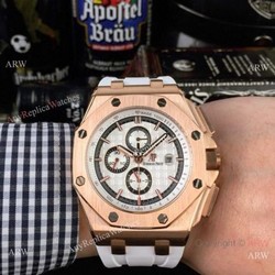 Replica Audemars Piguet Royal Oak Offshore 44mm Watch Rose Gold White