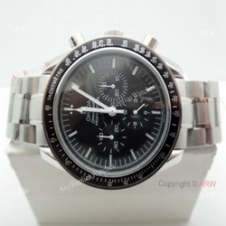 Fake Omega Speedmaster Stainless Steel Black Bezel Mens Watch Low Price